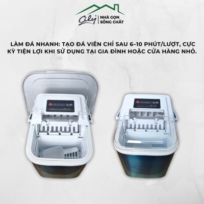Nội thất máy làm đá CHIGO ZBJ15C, hiển thị ngăn chứa nước và giỏ đựng đá
