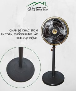 Quạt cây tuần hoàn FS-C1207 màu đen, điều chỉnh chiều cao từ 85 đến 104 cm
