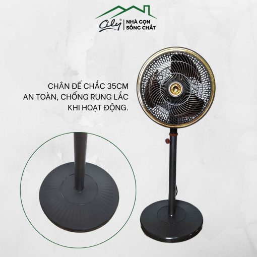 Quạt cây tuần hoàn FS-C1207 màu đen, điều chỉnh chiều cao từ 85 đến 104 cm