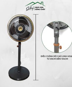 Quạt cây tuần hoàn FS-C1207 màu đen, điều chỉnh chiều cao từ 85 đến 104 cm