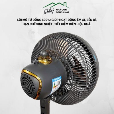 Quạt cây tuần hoàn FS-C1207 màu đen, điều chỉnh chiều cao từ 85 đến 104 cm