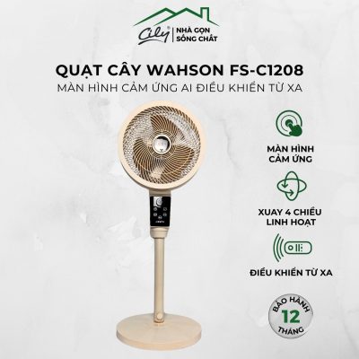 Quạt cây Wahson FS-C1208 màn hình cảm ứng AI điều khiển từ xa