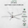 Quạt trần 5 cánh có đèn LED màu bạc điều khiển từ xa – Cily.com.vn