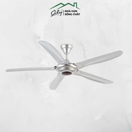 Quạt trần 5 cánh có đèn LED màu bạc điều khiển từ xa – Cily.com.vn