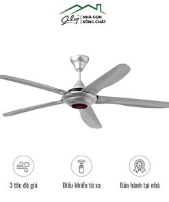 Quạt trần 5 cánh có đèn LED màu bạc điều khiển từ xa – Cily.com.vn