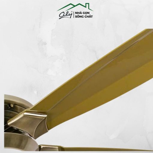 Quạt trần 5 cánh màu đồng có đèn LED cao cấp Cily – động cơ dây đồng 90W, điều khiển từ xa