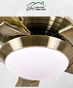 Quạt trần 5 cánh màu đồng có đèn LED cao cấp Cily – động cơ dây đồng 90W, điều khiển từ xa