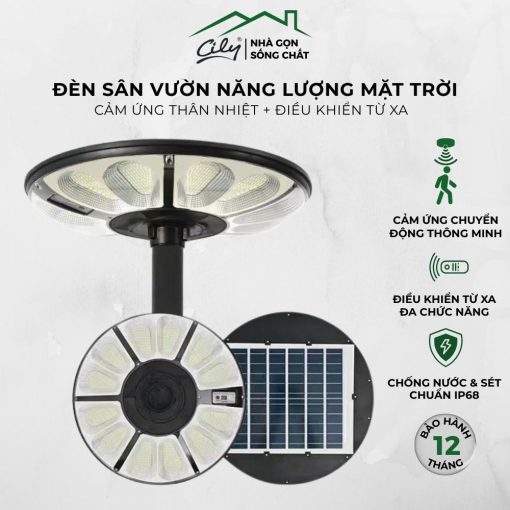 Đèn UFO năng lượng mặt trời 800W, 780 bóng LED, cảm biến chuyển động thông minh, chống nước IP67 – Cily.com.vn
