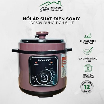 Nồi áp suất cơ Soaiy DS609 dung tích 6 lít nắp cài an toàn