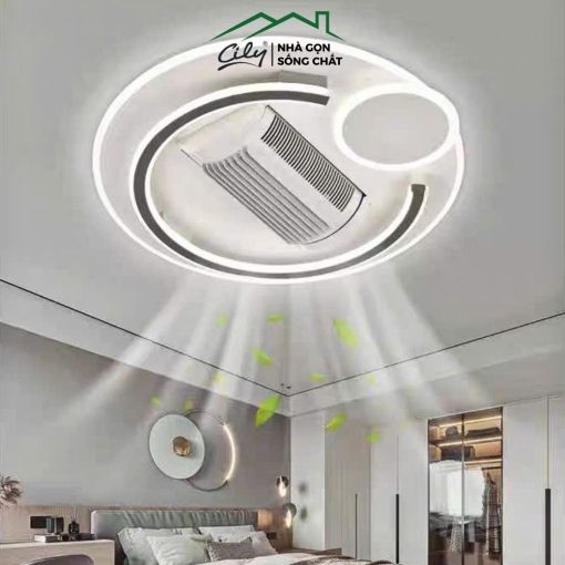 Quạt đèn không cánh ốp trần LED 3 chế độ, xoay 180 độ, điều khiển từ xa – Cily.com.vn
