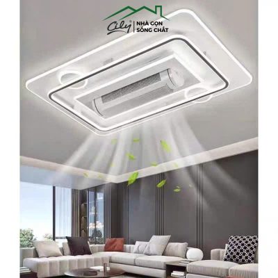 Quạt đèn không cánh ốp trần LED 3 chế độ, xoay 180 độ, điều khiển từ xa – Cily.com.vn
