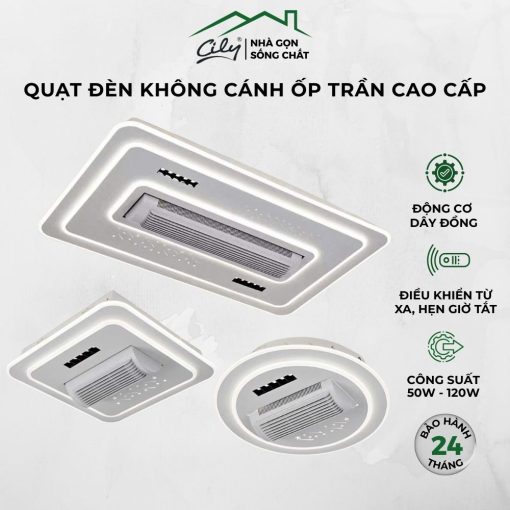Quạt đèn ốp trần không cánh LED 3 chế độ – điều khiển từ xa – Cily.com.vn