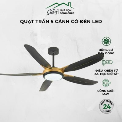 Quạt trần đèn 5 cánh Inverter LED 3 chế độ – Cily.com.vn