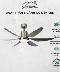 Quạt trần đèn pha lê 6 cánh acrylic trong suốt điều khiển từ xa – Cily.com.vn