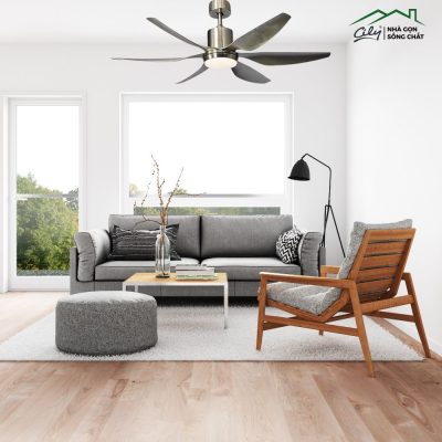 Quạt trần có đèn LED ánh sáng 1 màu, điều khiển từ xa, phong cách hiện đại tối giản