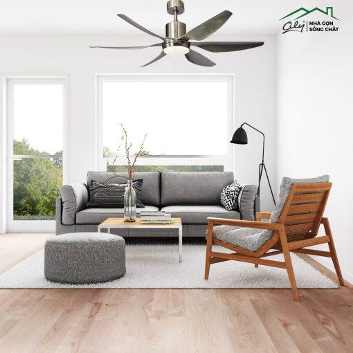 Quạt trần có đèn LED ánh sáng 1 màu, điều khiển từ xa, phong cách hiện đại tối giản