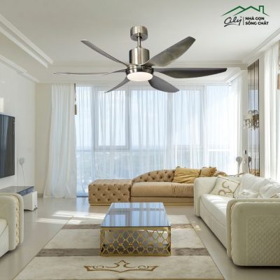 Quạt trần đèn pha lê 6 cánh acrylic trong suốt điều khiển từ xa – Cily.com.vn