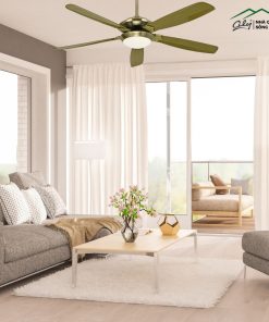 Quạt trần 5 cánh màu đồng có đèn LED cao cấp Cily – động cơ dây đồng 90W, điều khiển từ xa