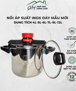 Nồi áp suất inox đa năng dung tích 4L đến 12L – nắp xoay 3 ngàm