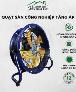 Quạt sàn tăng áp công nghiệp Yingqi 5 cánh nhôm công suất lớn S16 S18 S20 gió mạnh làm mát nhà xưởng quán ăn