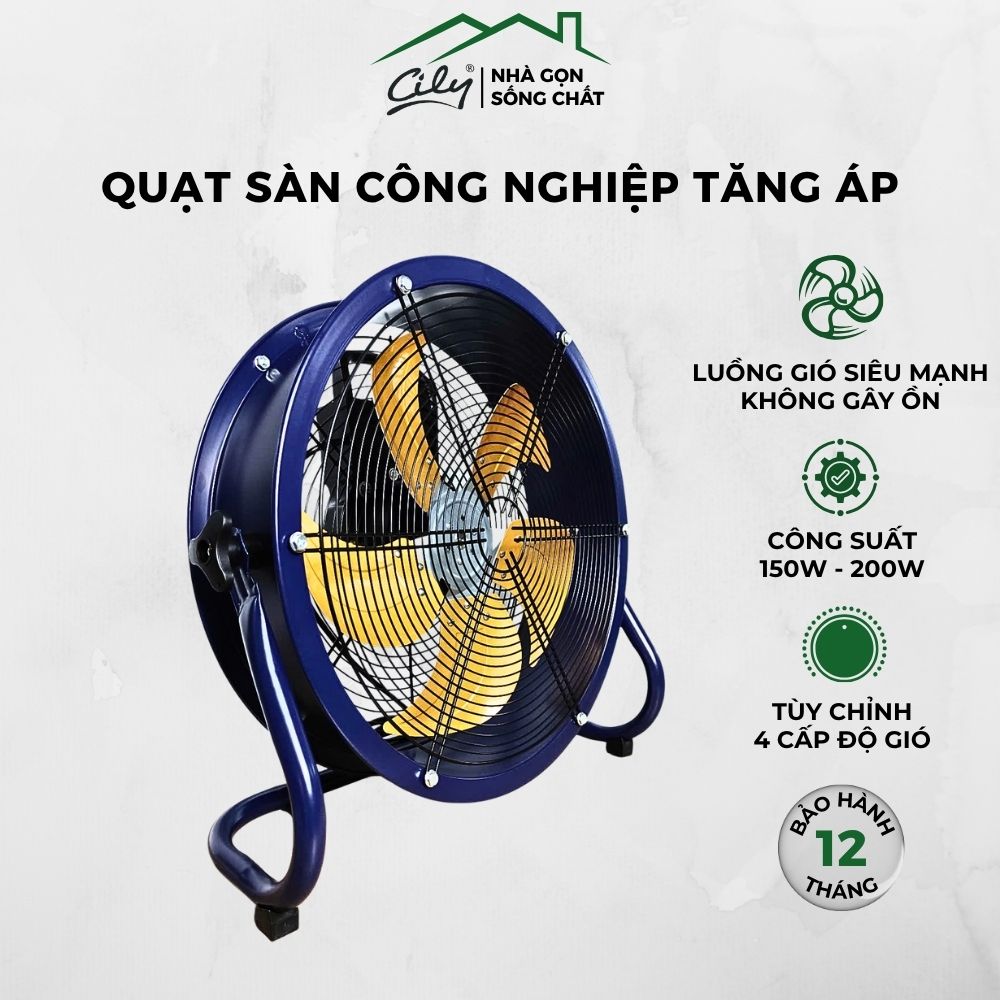Quạt sàn tăng áp công nghiệp Yingqi 5 cánh nhôm công suất lớn S16 S18 S20 gió mạnh làm mát nhà xưởng quán ăn